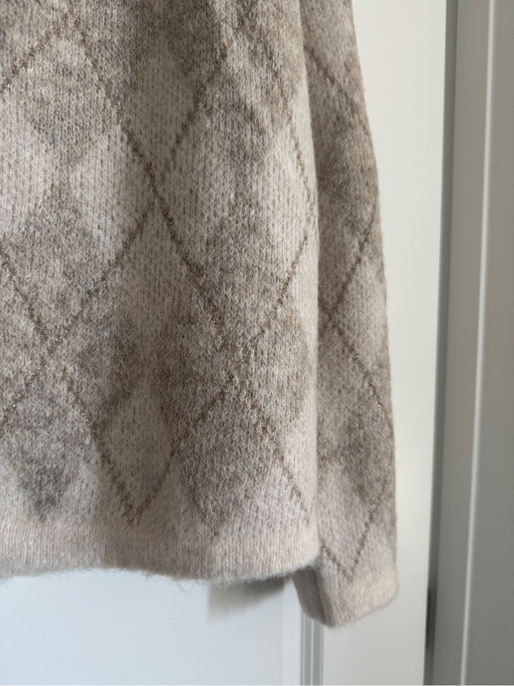 NWT! J. CREW FACTORY Women’s Argyle cardigan sweater pale toasted argyle Size XL - Picture 2 of 5
